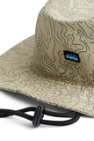 KAVU BFE Hat in the colour Terrain Topo, shown from the logo and pull cord