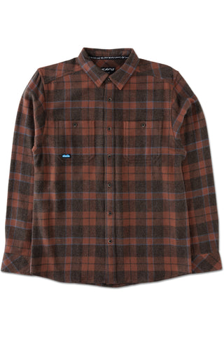 KAVU Big Joe Shirt in the colour mahogany brown shown from the front