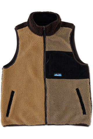 KAVU Cooper Fleece Vest in the colour wild wood block shown from the front