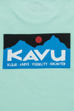 KAVU Klear Above Etch Art T-Shirt in the colour Jelly Mint, shown from the Kavu logo