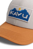 KAVU Low Tide Hat in the colour Open Range Mix, shown up close on the embroidered logo
