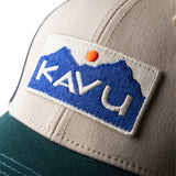 KAVU Low Tide Hat in the colour tree line mix logo close up