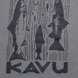Kavu Salmon T-Shirt in Moonless Night showing logo