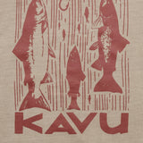KAVU Salmon T-Shirt in the colour Buff, shown from the graphic