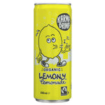 Photo of Karma Drinks Lemony Lemon 250ml  Yellow can with whistling lemon graphic on white background. 