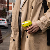 KeepCup Brew Cork Ace Small 8oz/227ml Glass Reusable Cup with Slice coloured lid and cork band.