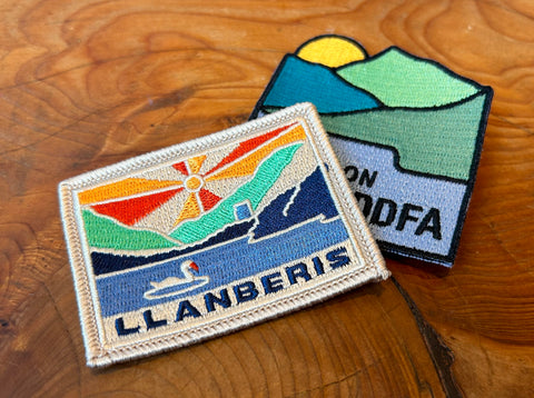 Llanberis fabric patch with Snowdon / Yr Wyddfa fabric patch in the background