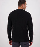 Swanndri Men's otahu river crew neck merino knit in the colour black, back view