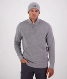 Swanndri men's otahu river quarter zip merino knit in the colour grey marle