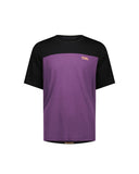 Mons Royale Mens Diversion Merino Bike Jersey Short Sleeve in the colour Boysenberry / Black, shown from the front