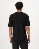 Mons Royale Mens Diversion Merino Bike Jersey Short Sleeve in the colour Boysenberry / Black, shown from the back, on a model