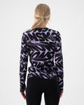 Mons Royale Cascade Merino Base Layer Long Sleeve in the colour signal lost lupin shown from the back