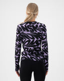 Mons Royale Cascade Merino Base Layer Long Sleeve in the colour signal lost lupin shown from the back