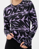 Mons Royale Cascade Merino Base Layer Long Sleeve in the colour signal lost lupin closer up