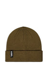 Mons Royale McCloud Merino Beanie in Lichen brown rolled up
