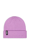 Mons Royale McCloud Merino Beanie in orchid pink rolled up