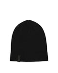 Mons Royale McFish 100% Merino Beanie in Black with cuff rolled down