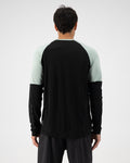 Mons Royale Mens Tarn Merino Shift Wind Jersey in the colour glacier black shown from the back