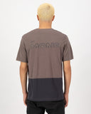 Mons Royale Mens Tarn Merino T-shirt in the colour Iron, shown from the back, on a model