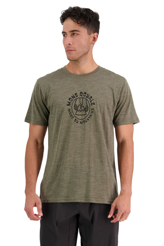 Mons Royale Mens Zephyr Merino Cool Tee in the colour Olive