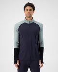 Mons Royale Olympus Merino Base Layer 1/2 Zip Long Sleeve in the colour Dew / 9 Iron / Black shown from the front