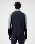 Mons Royale Olympus Merino Base Layer 1/2 Zip Long Sleeve in the colour Dew / 9 Iron / Black shown from the back