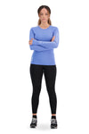 Mons Royale Womens Bella Merion Air-Con LS in cornflower on model