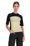 Mons Royale Womens Redwood Merino Air-Con VT in the colour Limelight Camo / Black