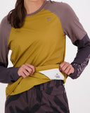 Mons Royale Womens Tarn Merino Shift Wind Jersey in the colour Cumin Dust detail