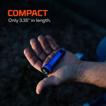 Nebo Luxtreme Nano Pocket Light in the colour Blue shown in a hand