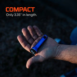 Nebo Luxtreme Nano Pocket Light in the colour Blue shown in a hand