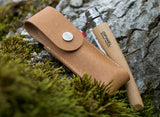 Opinel Simple Leather Sheath next to knife