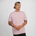 xbow TAHARAA Tee-shirt in Anemone  on man wearing khaki cap and tattoos