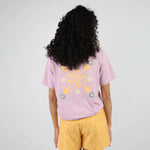 xbow TAHARAA Tee-shirt in Anemone on woman showing the back of the T-shirt.