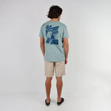 Oxbow TOHORA Tee-shirt in Iguane on man showing back graphics.