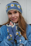 Pachamama Daisy Chain Headband worn with the handwarmers