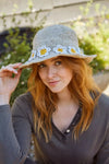 Pachamama Hemp/Cotton Sun Hat - Daisy Chain in the colour natural on female model