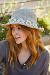 Pachamama Hemp/Cotton Sun Hat - Daisy Chain in the colour natural with female model looking right