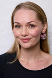 Pachamama Mouse Earrings shown on a model
