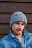 Pachamama Shetland Roll Back Beanie in the colour grey