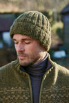 Pachamama Shetland Roll Back Beanie in the colour moss