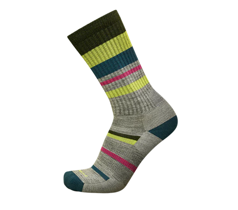 Point6 Hiking Mixed Stripe Light Crew Socks