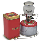 Primus EasyLight Piezo Lantern with Heritage Box on a gas canister