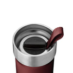 Primus Slurken Vacuum Mug 0.4L shown in the colour red from the top of the lid