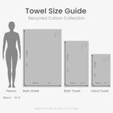 Size Guide: 
Hand Towel dimensions: 50 x 85cm approx.
Bath Towel dimensions: 70 x 120cm approx.
Bath Sheet dimensions: 90 x 145cm approx.
