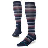 Stance Serape Ultra Light Wool Snow Sock in the colour Navy shown on a foot shape