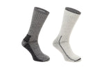 Silverpoint Adventure Trek Socks in the colour black Marl shown on a foot shape right way round and inside out