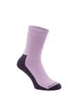 Silverpoint Merino Wool All Terrain Hiker Socks in the colour Crocus (Pink and Purple) on a foot shape
