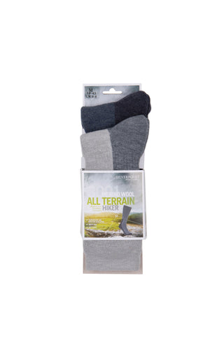 Silverpoint Merino Wool All Terrain Hiker Socks - Twin Pack in the colour Ashe/Denim