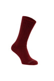 Silverpoint Soft Top Socks in the colour red shown on a foot shape
